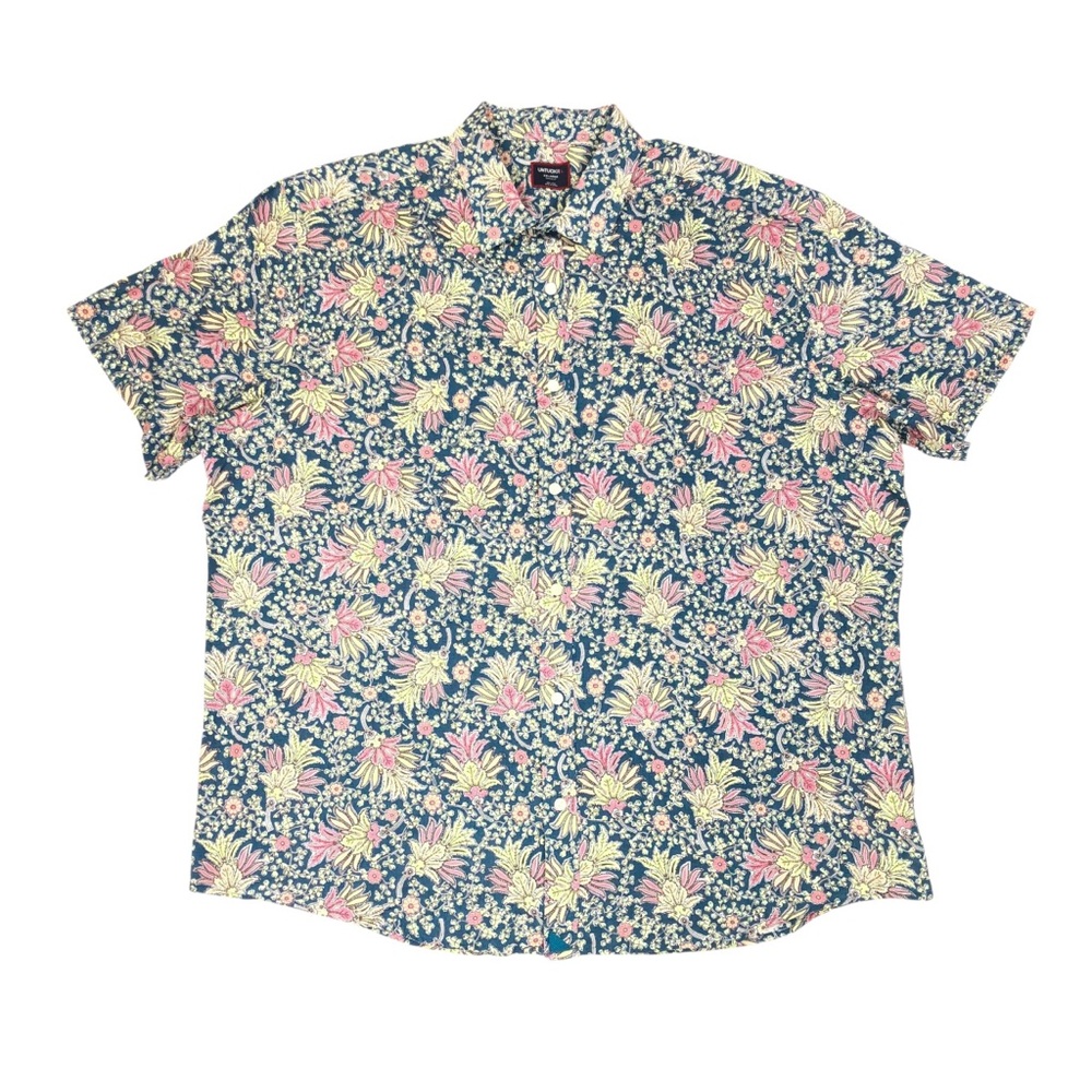 Untuckit Daniels Short Sleeve Floral Linen Button Up Shirt Men's Size XXL